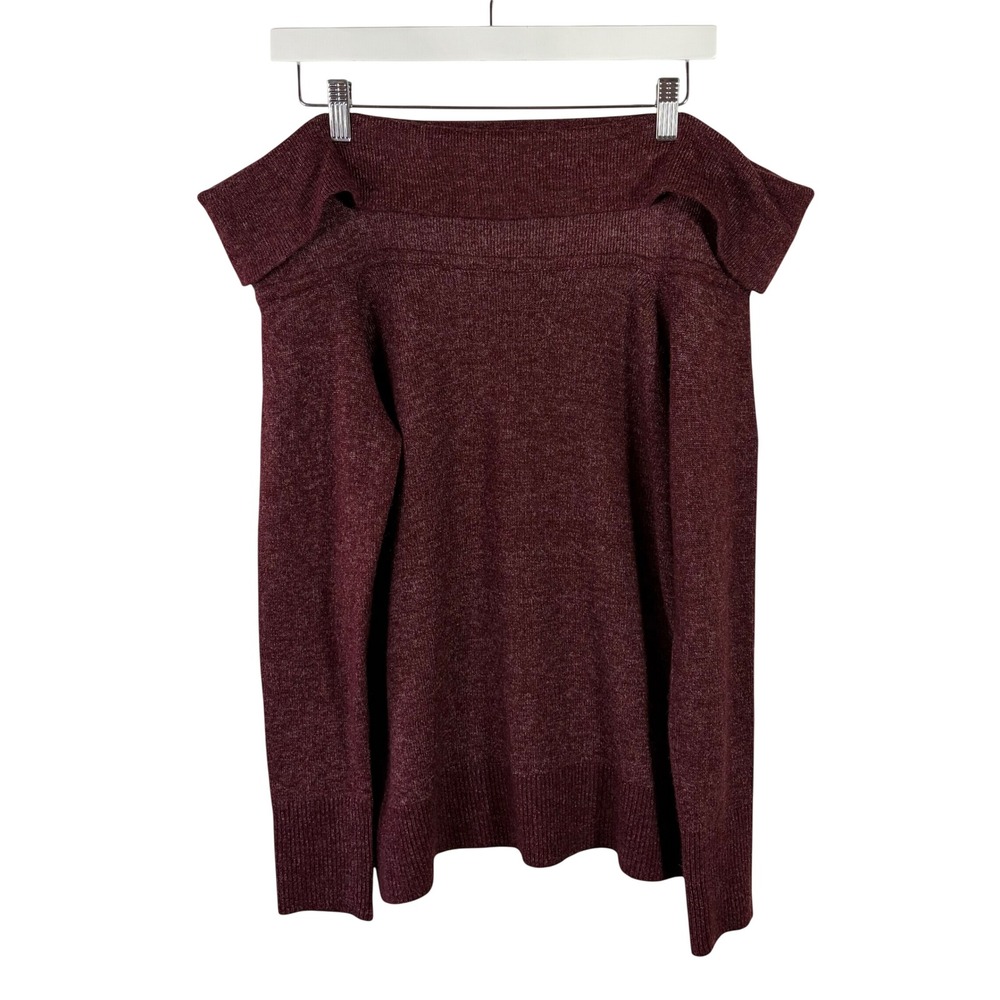Abercrombie & Fitch Off Shoulder Cold Shoulder Knit Sweater Burgundy Marl M